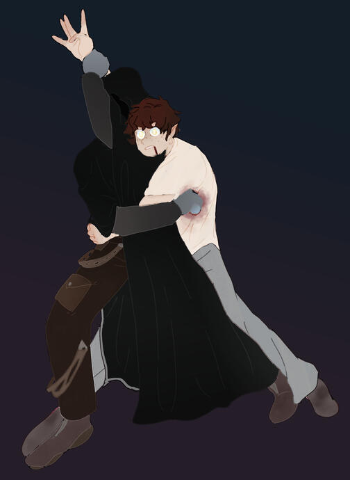 Experimenting with complex poses and perspective : A Stranger - DnD